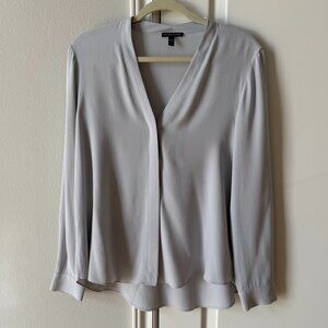 Eileen Fisher 100% Silk Georgette Blouse in Pearl Grey Size S